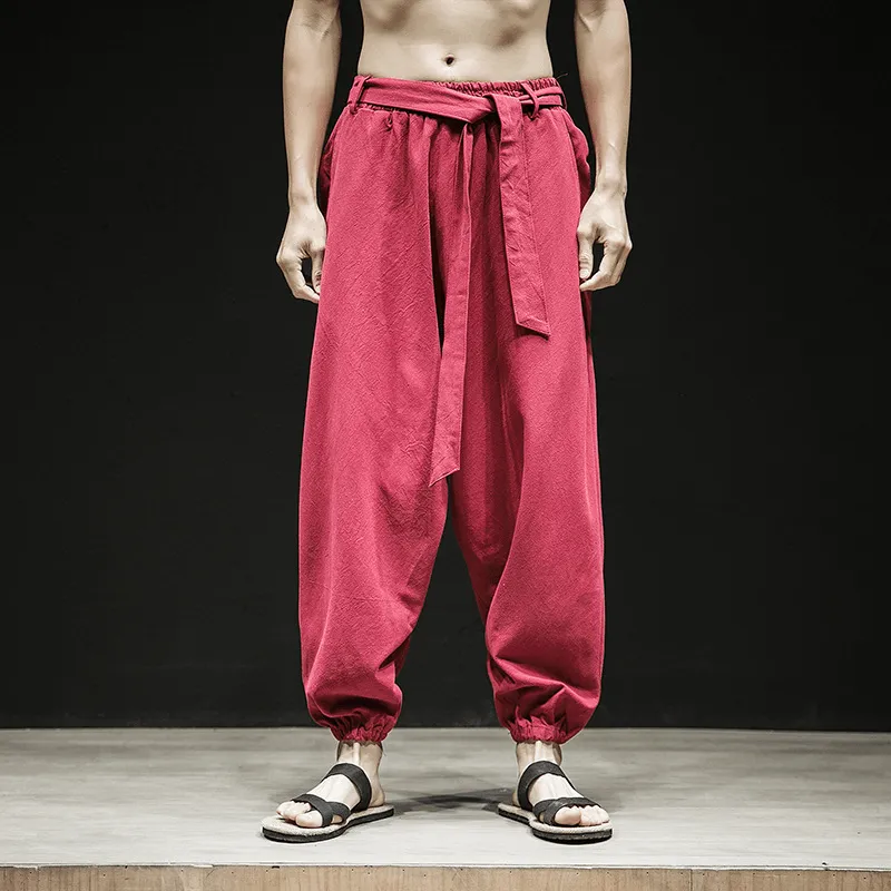 Formal Look Soft Material Spring and Summer New Chinese Style Pants Men'S Elastic Band Width