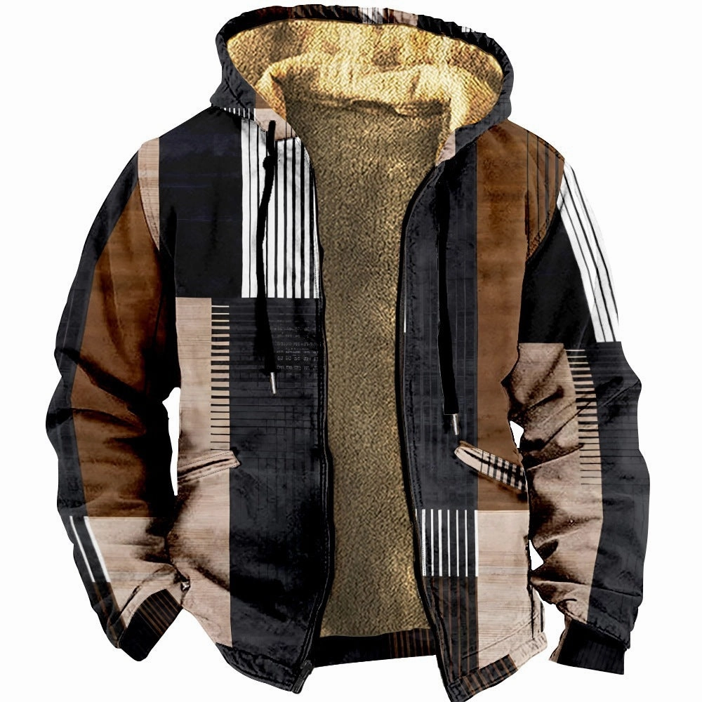 StretchableYarn Fleece-lined Thick Ethnic Style Double-layer Thick Velvet Cotton-padded Jacket