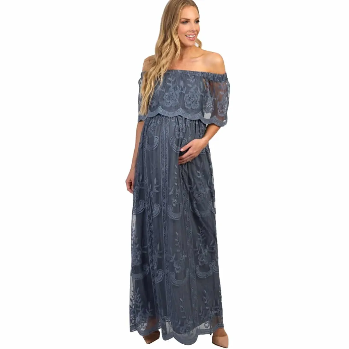 Rose Soft Off Shoulder Maxi Dress for Women