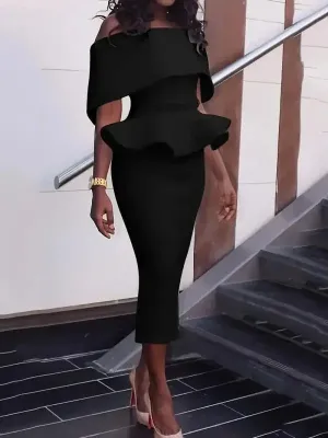 Off Shoulder Pencil Dress Practical Leggings Vintage Style