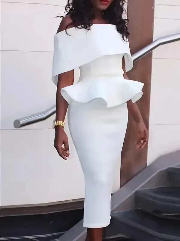 Off Shoulder Pencil Dress ThermalRegulation