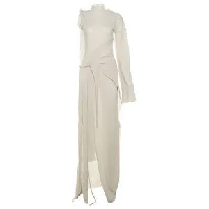 Graceful Ease Formal Wear One-shoulder Lace-up Irregular High Waist Dress