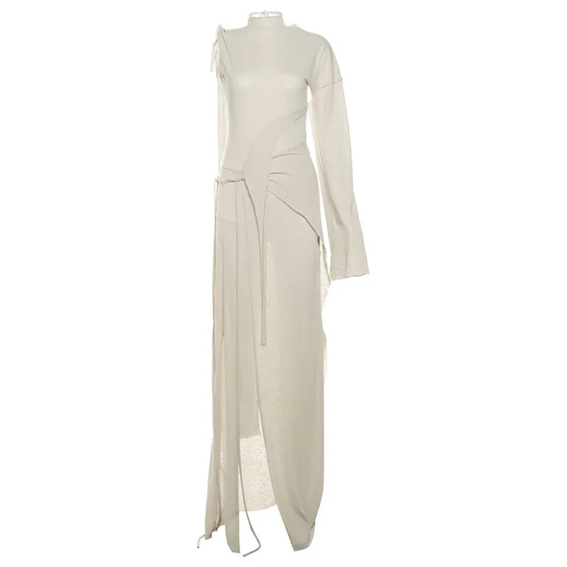 Bride Friend Lounge Mood One-shoulder Lace-up Irregular High Waist Dress