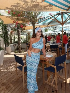 One Shoulder Swimwear and Cut Out Beach Dress UPF Protective Layer