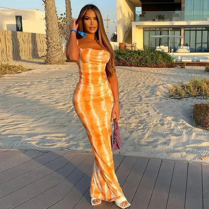 Orange Pencil Summer dress Sport Ease