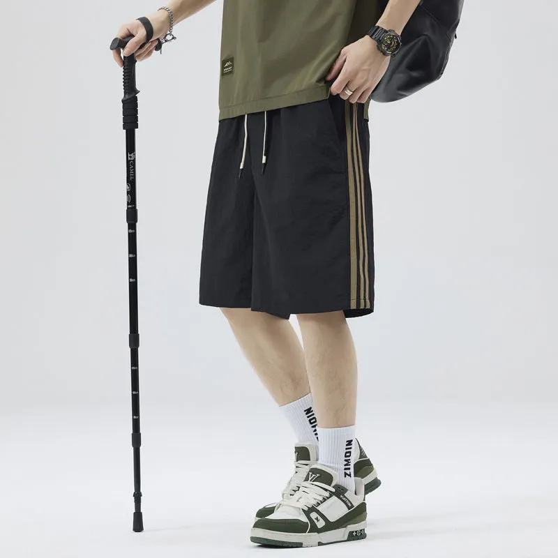 Convertible Length Side Ribbon Striped Quick-dry Casual Shorts Men