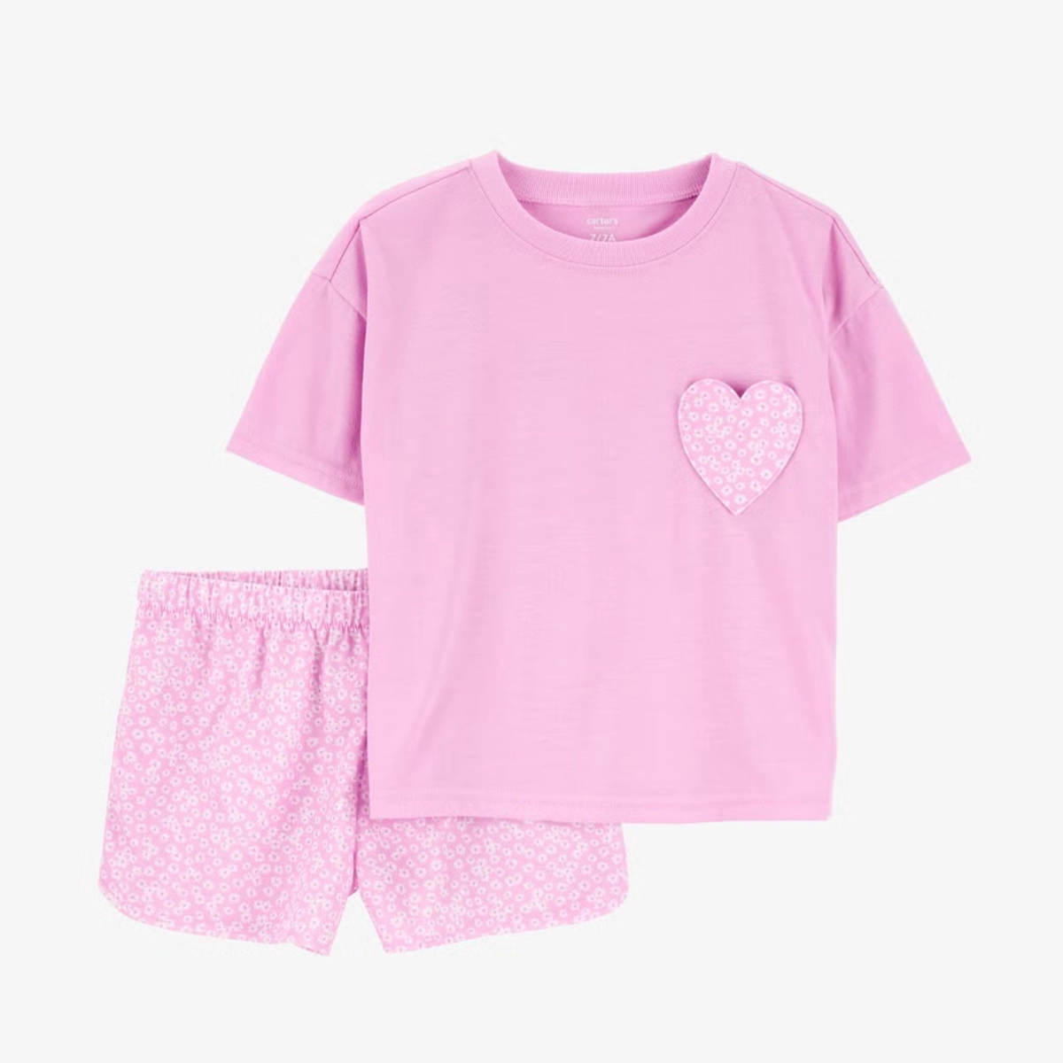 Abrasion Resistant Surface Girls' 2-Piece Heart Loose Fit Pajamas 3S904910