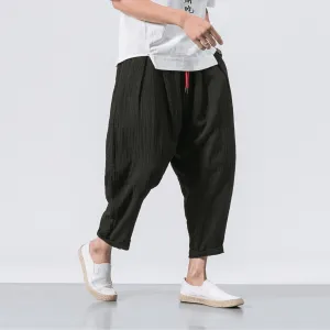 Chinese Style Cotton and Linen Men'S Casual Trousers Basic Look