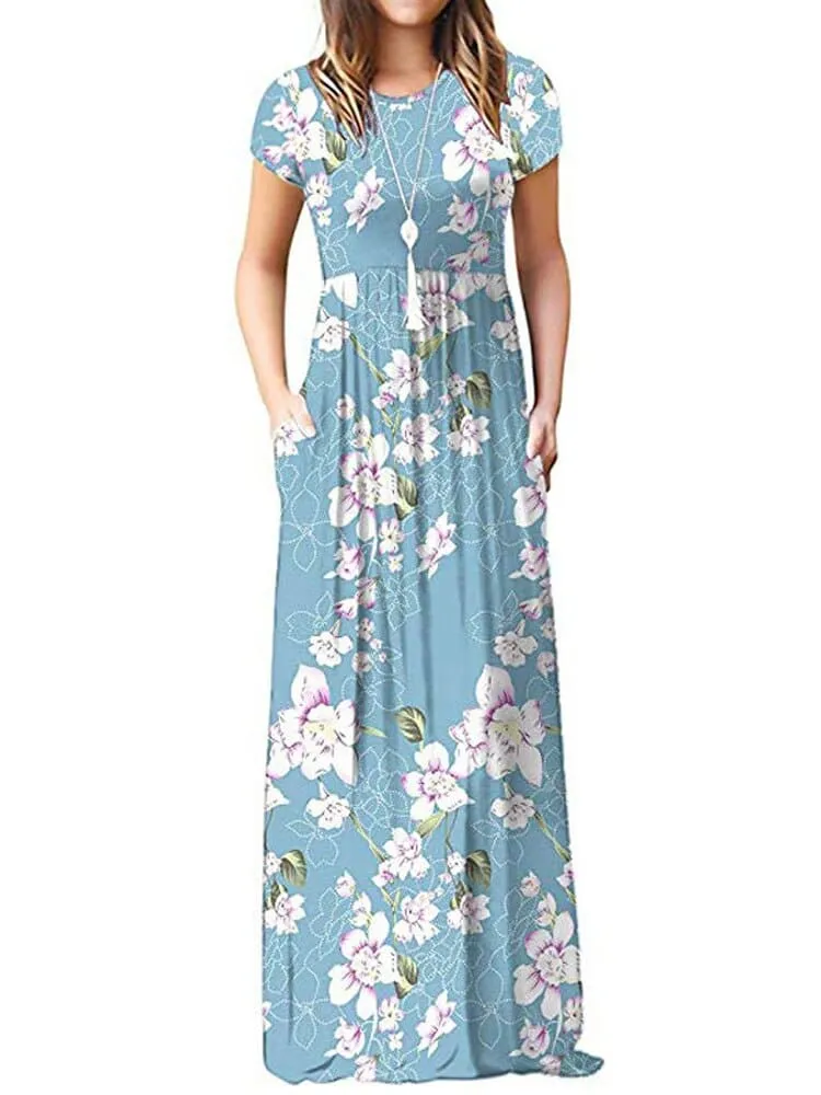 Women's Long Floral Dress Figure-Skimming