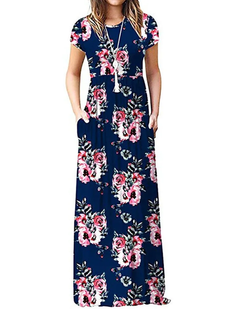 Back-Zip Women's Long Floral Dress