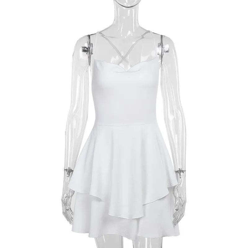 wrap waist Socialite Style Fashion Temperament Wrinkle Dress Women