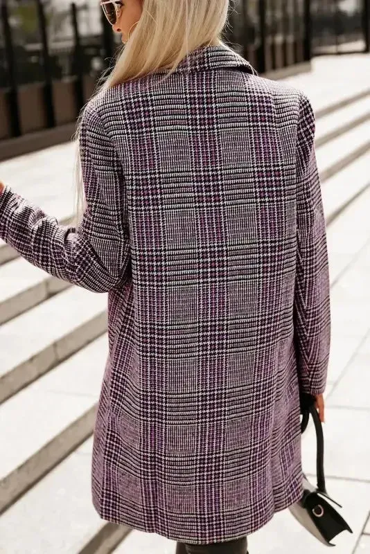 casual sneakers Spark Soul Pink Plaid Midi Coat