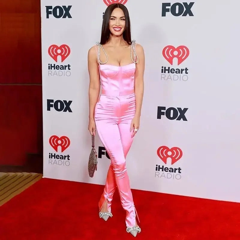 Pink Satin Jumpsuit Beach Durable