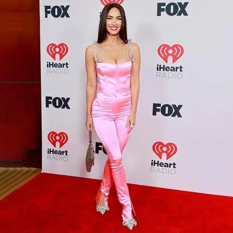 Luxury Music Pink Satin Jumpsuit