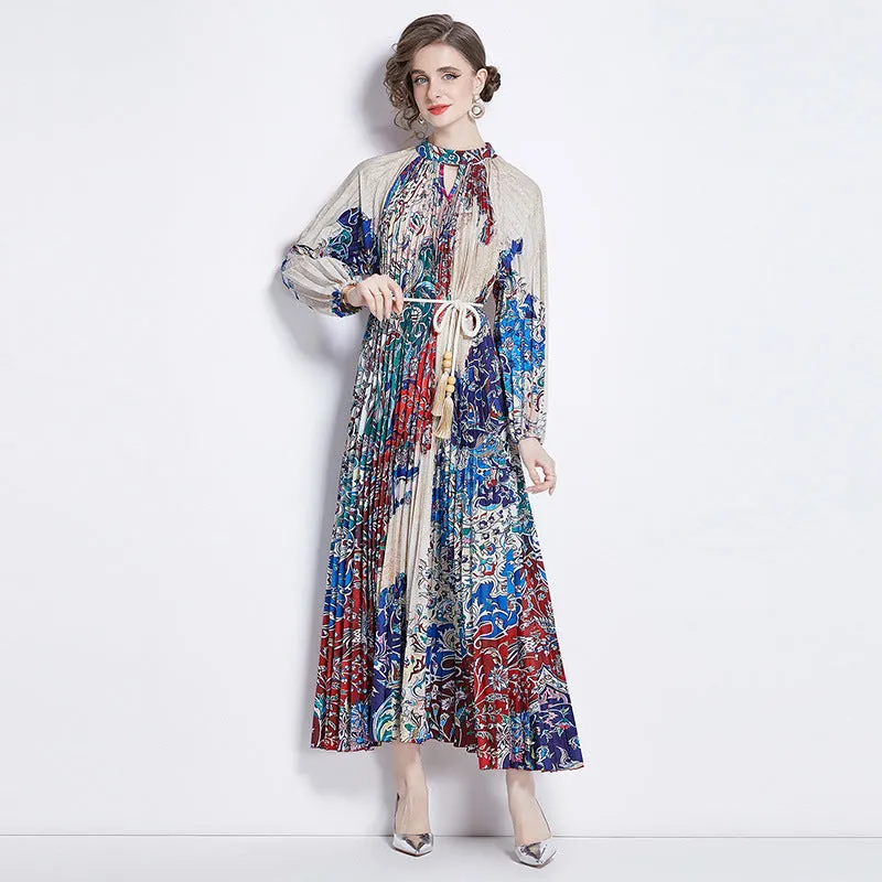 Night Ready Pleated Tassel Belt Dress Women