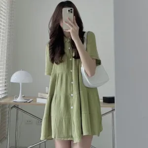 Plump Girls Plus Size French Minority Shirt Dress For Women Summer Fluid movement