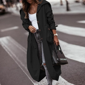 Wrinkle Free Texture Temperament Niche Personality Casual Large Lapel Mid-length Trench Coat