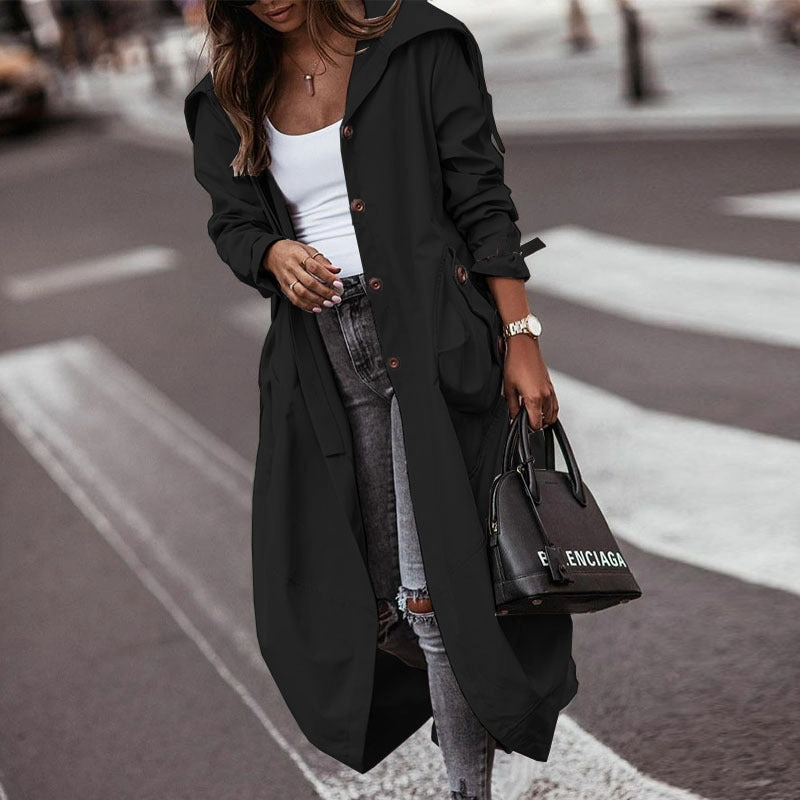Temperament Niche Personality Casual Large Lapel Mid-length Trench Coat Hypoallergenic Fiber Filling