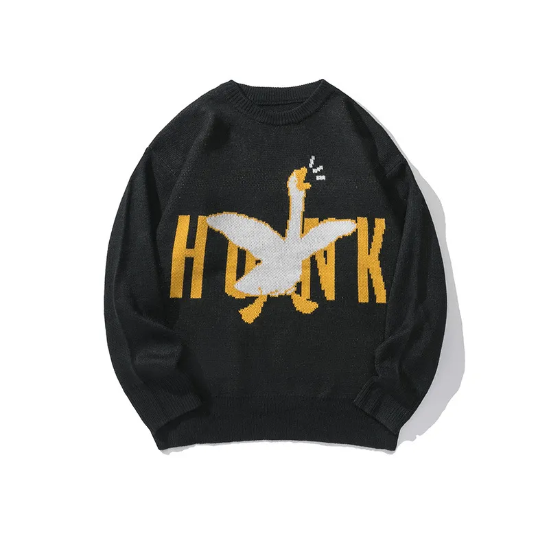 Autumn and Winter Neutral Jacquard Embroidery Casual Loose Sweater Layered Neckline