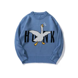 Autumn and Winter Neutral Jacquard Embroidery Casual Loose Sweater Cozy Knit Touch