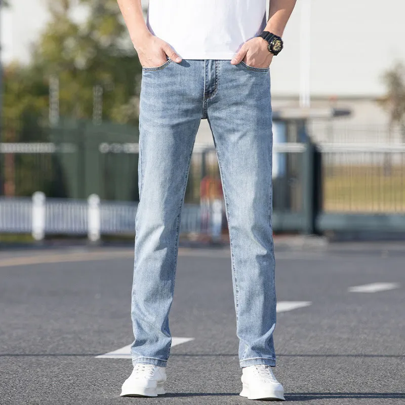 Summer Thin Jeans Men's Slim-fit Straight Trousers Cool Classic