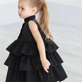 HypoallergenicMaterial BreathableMeshInsert Fashion Simple Solid Color Sleeveless Small And Medium Girl Dress