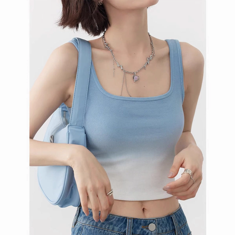 Gradient Color Outer Wear Strappy Sleeveless Tank Top Casual Sophistication