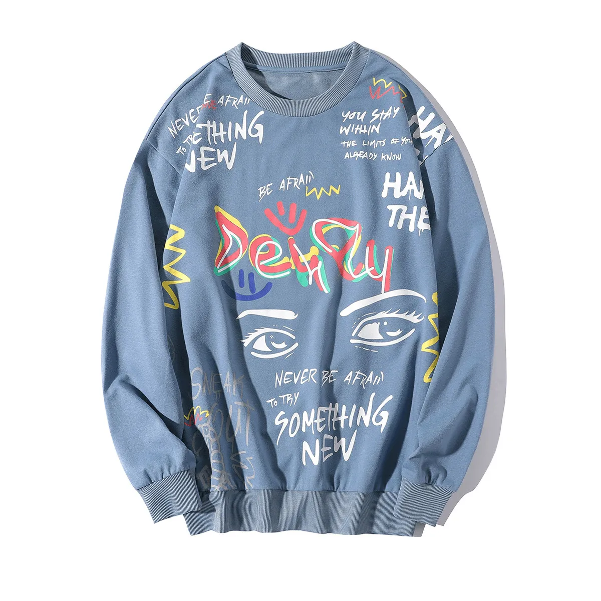 Printed Men'S Loose round Neck Long-Sleeved Sweater Street Layer Chill Apparel