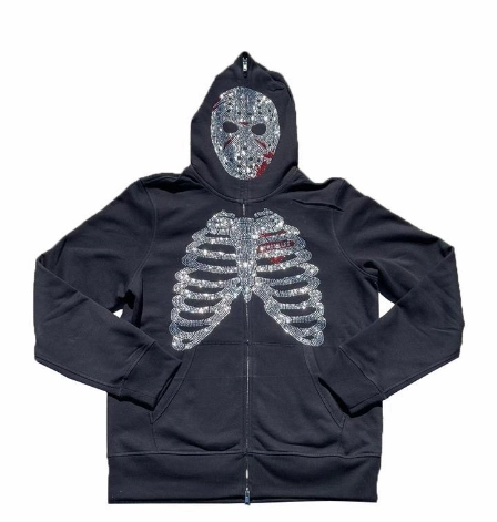 Warm Holiday Outfit Printed Hot Diamond Hooded Cardigan With Loose Zipper For Men And Women