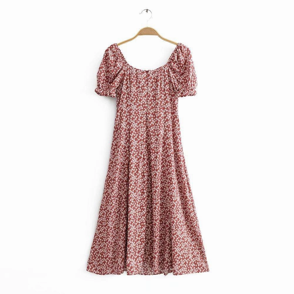 Deep Hue Silky Form Printed waist split dress