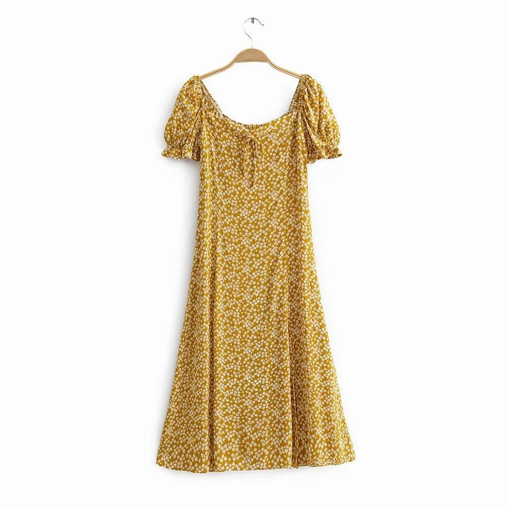 Light Blend Printed waist split dress