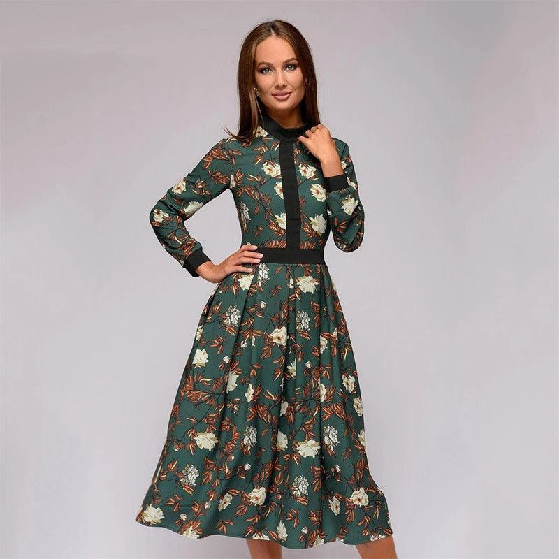 Refined fit Printed women's stitching dress