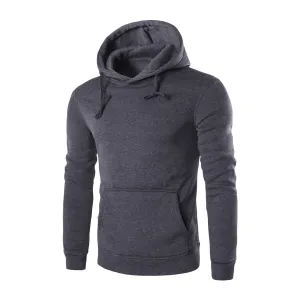 Pure Color Slim Men'S Hooded Long Sleeve Casual Simple Pullover Sweater product discount