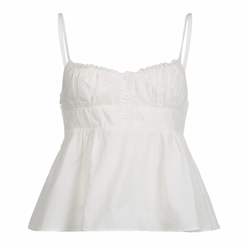 Pure Desire Casual Basic Solid Color Low-cut Beauty Back Square Collar Sexy Vest Top Quick Dry Technology