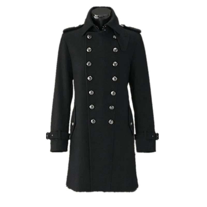 World War II Coat Woolen Coat Casual Windbreaker Korean Style Slim Long Warm Woolen Coat Metal Caviar Cozy Texture