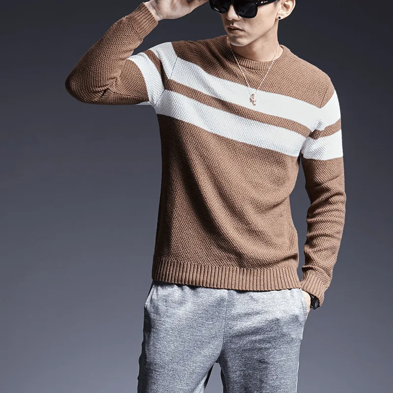 Men'S Sweater All-Match All-Match Sweater Striped Sweater Men Recycled Fiber