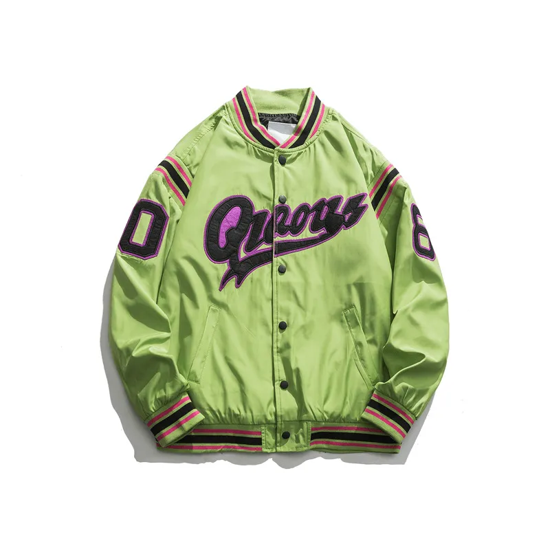 Oversized Fit Retro Color Block Embroidery Baseball Uniform Jacket Men
