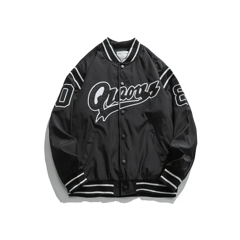 Cheap Nice Layered Protection Retro Color Block Embroidery Baseball Uniform Jacket Men