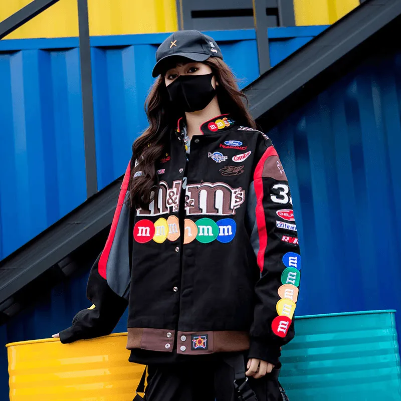 2020 Autumn and Winter New Jacket European and American Fashion Brand Men'S and Women'S Jackets Personality Loose Wash Denim Baseball Uniform Reinforced Elbow Panels