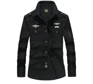 ButtonlessClosure ReflectiveTrim Cotton Loose Long Sleeve Shirt