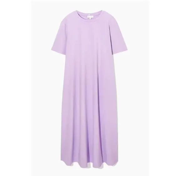 Satin-Sleeve Women's Round Neck T-shirt Knitted Dress