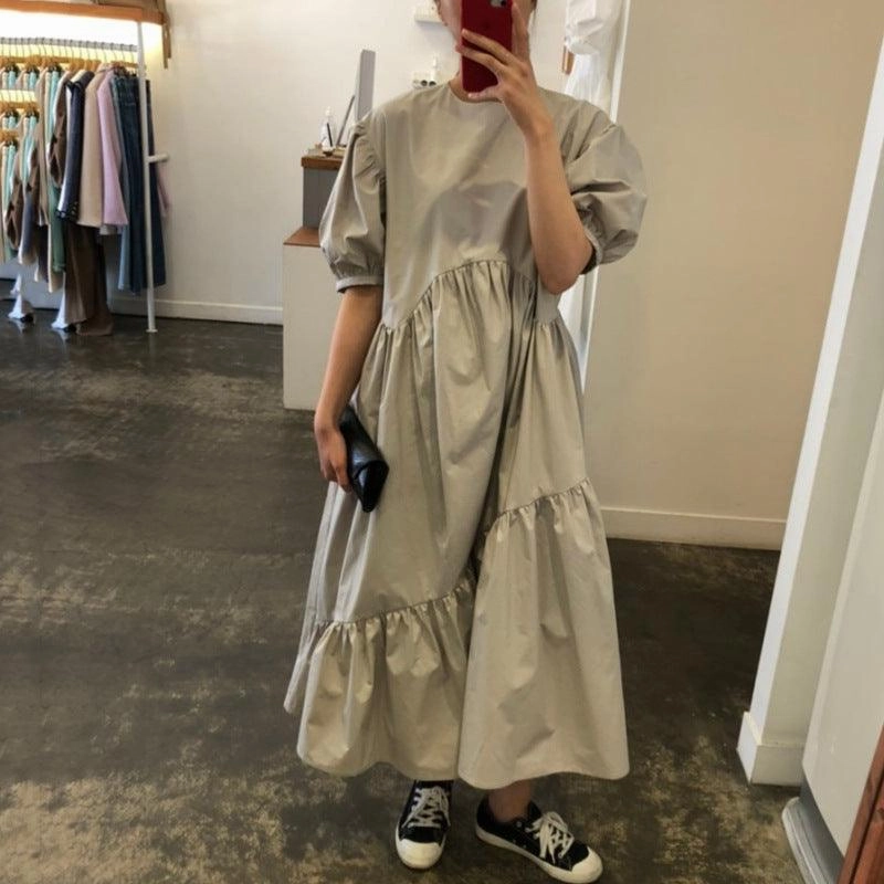 Ragged bubble sleeve dress Lightweight Comfort NonChafeSeams