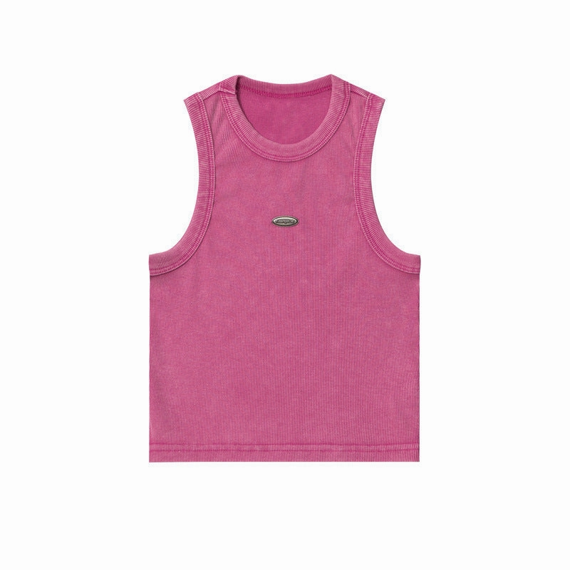 Hot Girl Vest Women's Small Short Washed And Worn Top Relaxed Style