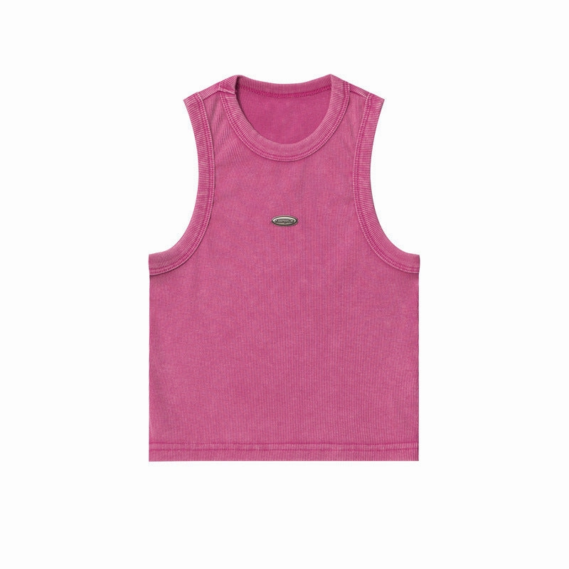 Hot Girl Vest Women's Small Short Washed And Worn Top Unstructured Shoulder Non Iron