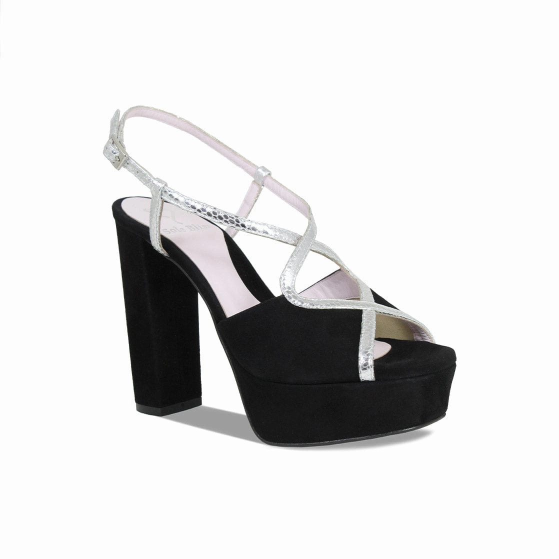 Comfortable fit Reese: Black Suede & Silver Snake Print Leather