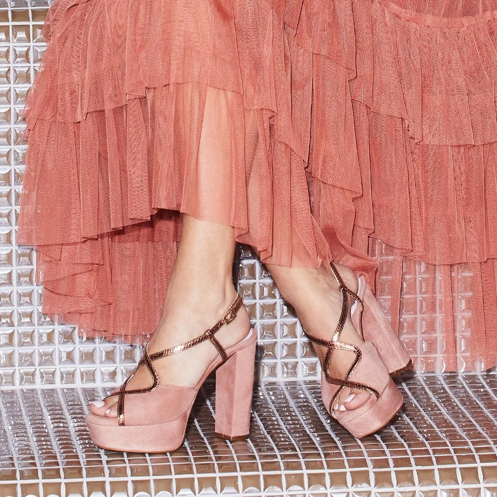 Adaptive Fit Technology High - end Reese: Rose Suede & Snake Print Leather