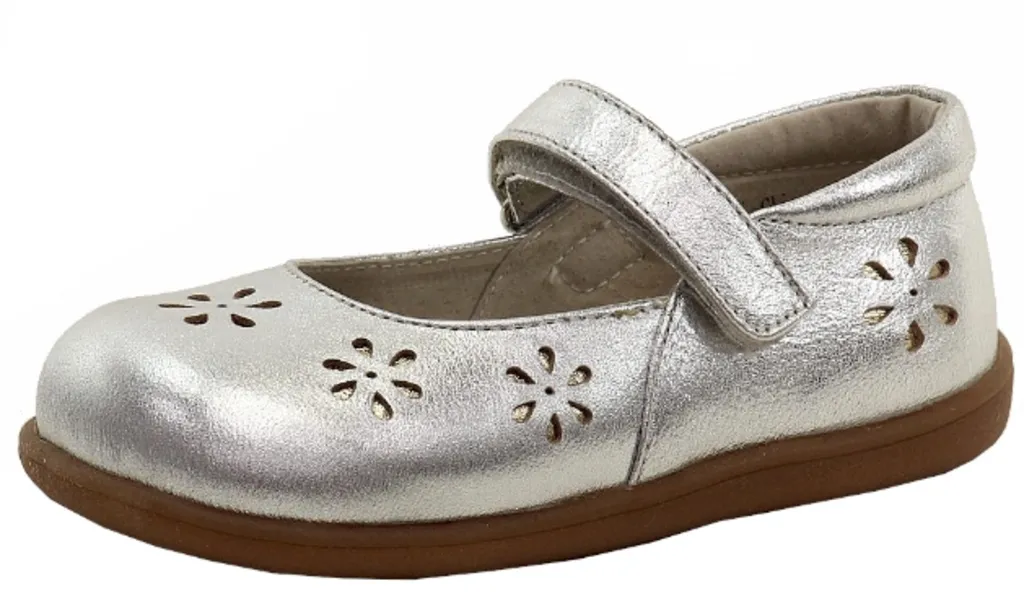 Knit Fabric Construction Waffle Traction Outsole Size 5: See Kai Run Sera SILVER Mary Jane Shoes NEW