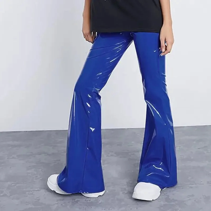 Effortless Comfort Women Slim Flar Long Leather Trousers