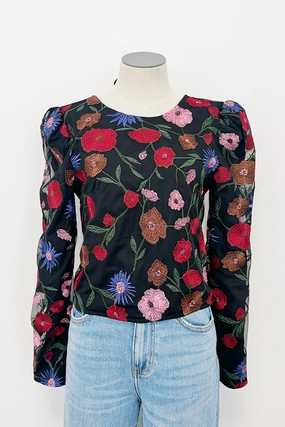 High Collar Design Linen Blend Fabric Cobain Mesh Top