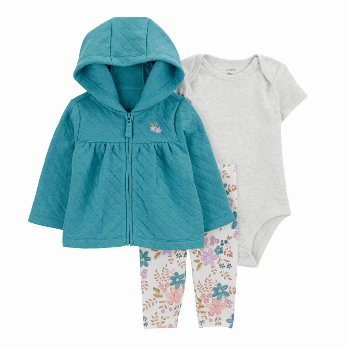 OdorControl Technology Circular Knit Technique Baby Girls' 3-Piece Quilted Cardigan Set 1R960610